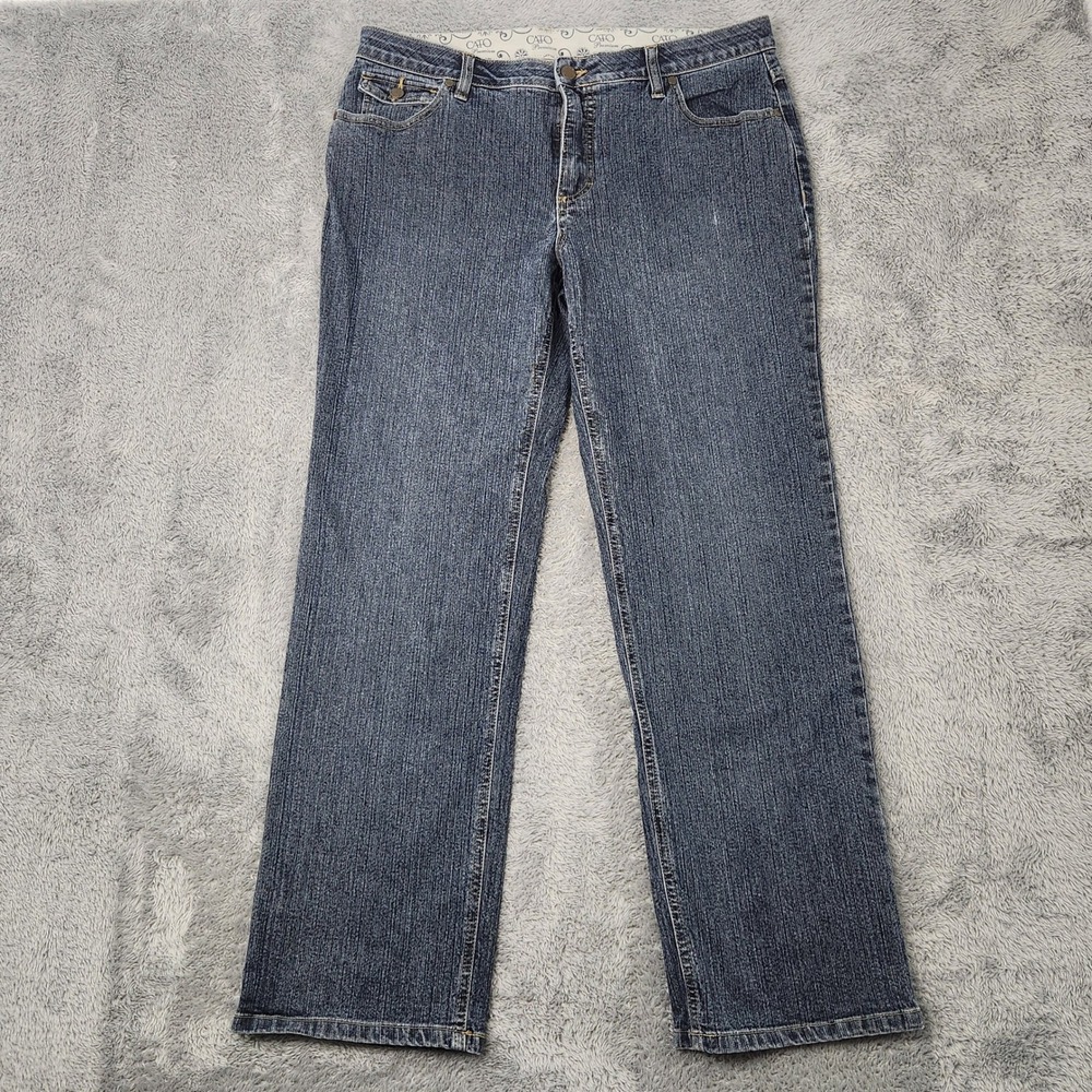 Cato Jeans Women 14P Blue Premium Straight Leg 5 Pocket Stretch Denim Pants